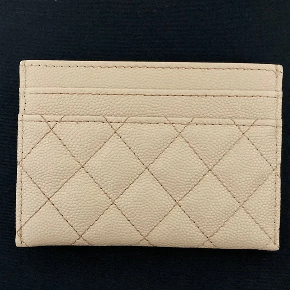 CHANEL Tan Quilted Card Holder with Gold Logo - Picture 2 of 5